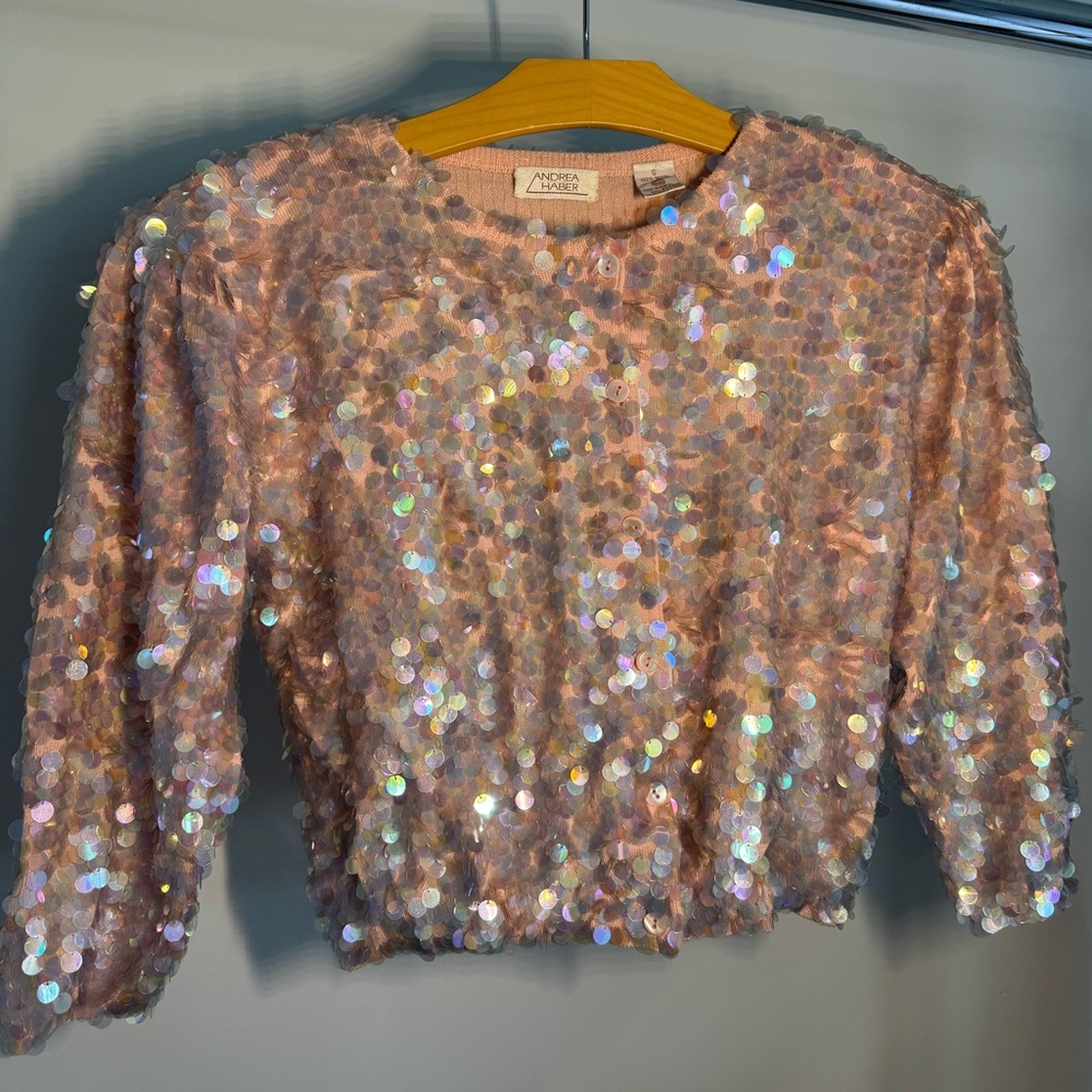 VINTAGE Andrea Haber Sequin Embellished Cardigan